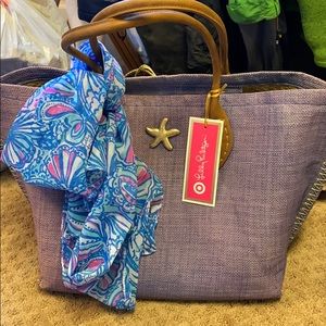 Navy Lilly Pulitzer for target beach tote & scarf